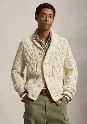 Aran-Knit Cotton Shawl Cardigan by Polo Ralph Lauren