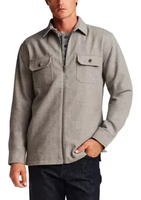 Brushed Melange Full Zip Shirt Jacket by Vintage & Black