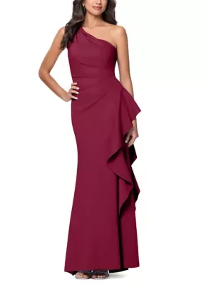 Long Techno Scuba One Shoulder Ruffle