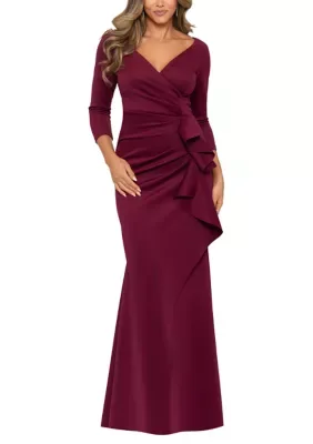 3/4 Sleeve Scuba Slim Gown by Xscape