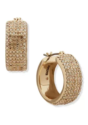Golden Pav Wide Hoop Earrings by DKNY