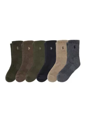 Cotton Blend Crew Socks 6-Pack by Ralph Lauren