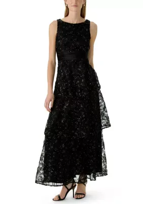 Long Tiered Dress with Ruched Waist by Livia Jolie
