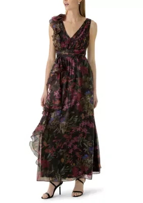 Ruched Waist Side Cascade Gown by Livia Jolie
