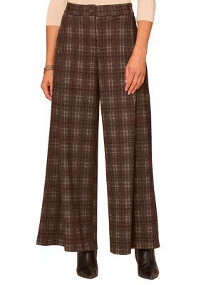 Plaid Wide Leg Pleated Trousers by Democracy