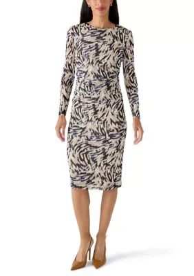 Abstract Long Sleeve Midi Dress by Anne Klein