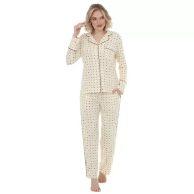2-Piece Polka-Dot Button-Front Pajama Set by White Mark