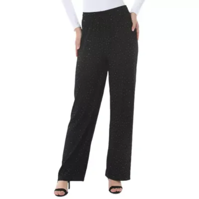 Rhinestone Embellished Straight-Leg Pants by White Mark