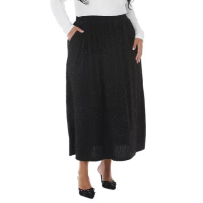 Rhinestone Embellished A-Line Maxi Skirt by White Mark