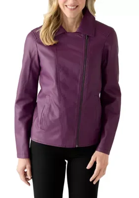 Leonard Faux Leather Moto Jacket by Nina