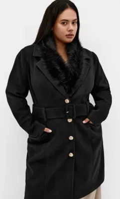 Selena Belted Coat by City Chic