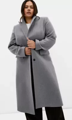 Keira Longline Melton Coat by City Chic