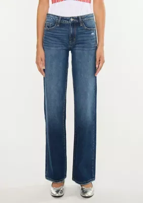 Gemma Essentials Mid Rise Wide Jeans - Dark Wash Stretch by Kancan