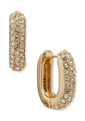Crystal Pav Oval Hoop Earrings