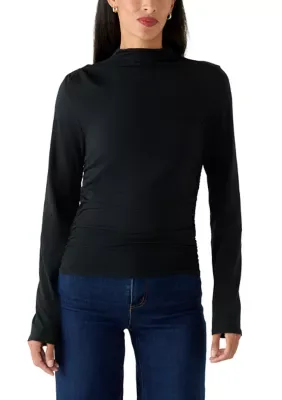 Ruched Mock Neck Long Sleeve Shirt by Hudson Jeans