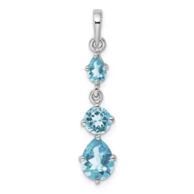 2.75 ct. t.w. Blue Topaz Pendant in Rhodium-Plated Sterling Silver by Belk & Co