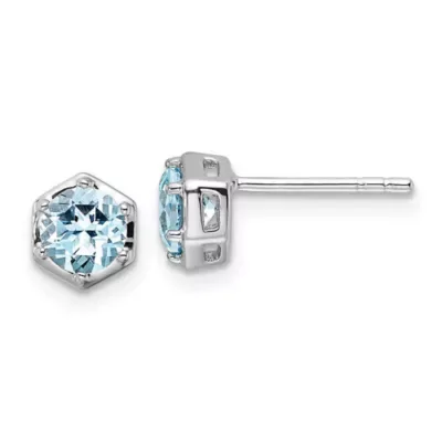 1.04 ct. t.w. Sky Blue Topaz Polished Post Earrings in Rhodium-Plated Sterling Silver by Belk & Co