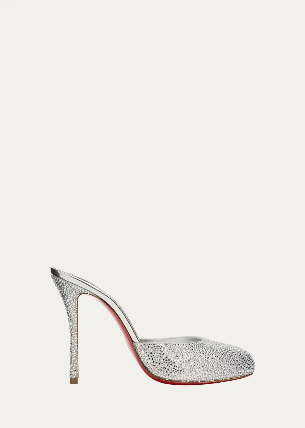 100mm Dolly Strass Metallic Leather Mules by Christian Louboutin