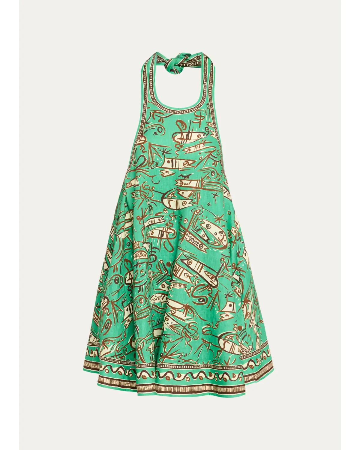 Fish Sticks Mini Linen Halter Dress by ALMAIS