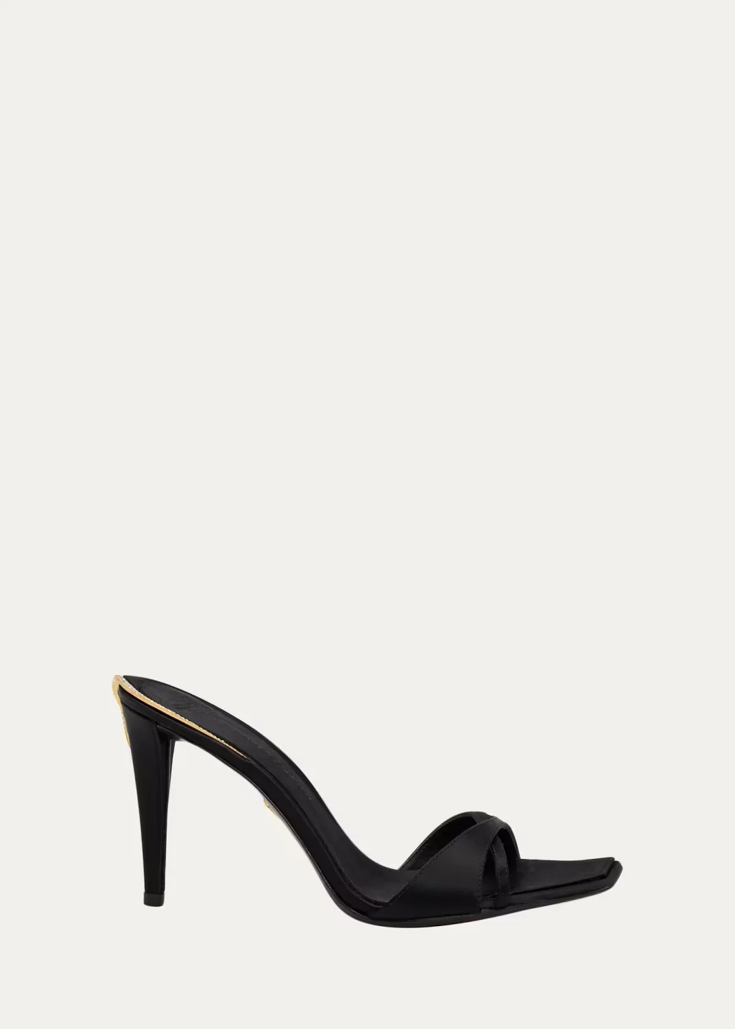 90mm Crystal Back Satin Mule Sandals by Giuseppe Zanotti