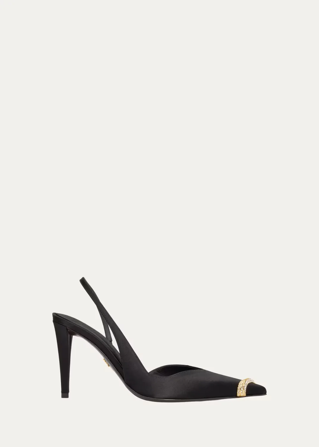 90mm Crystal Toe Satin Slingback Pumps by Giuseppe Zanotti