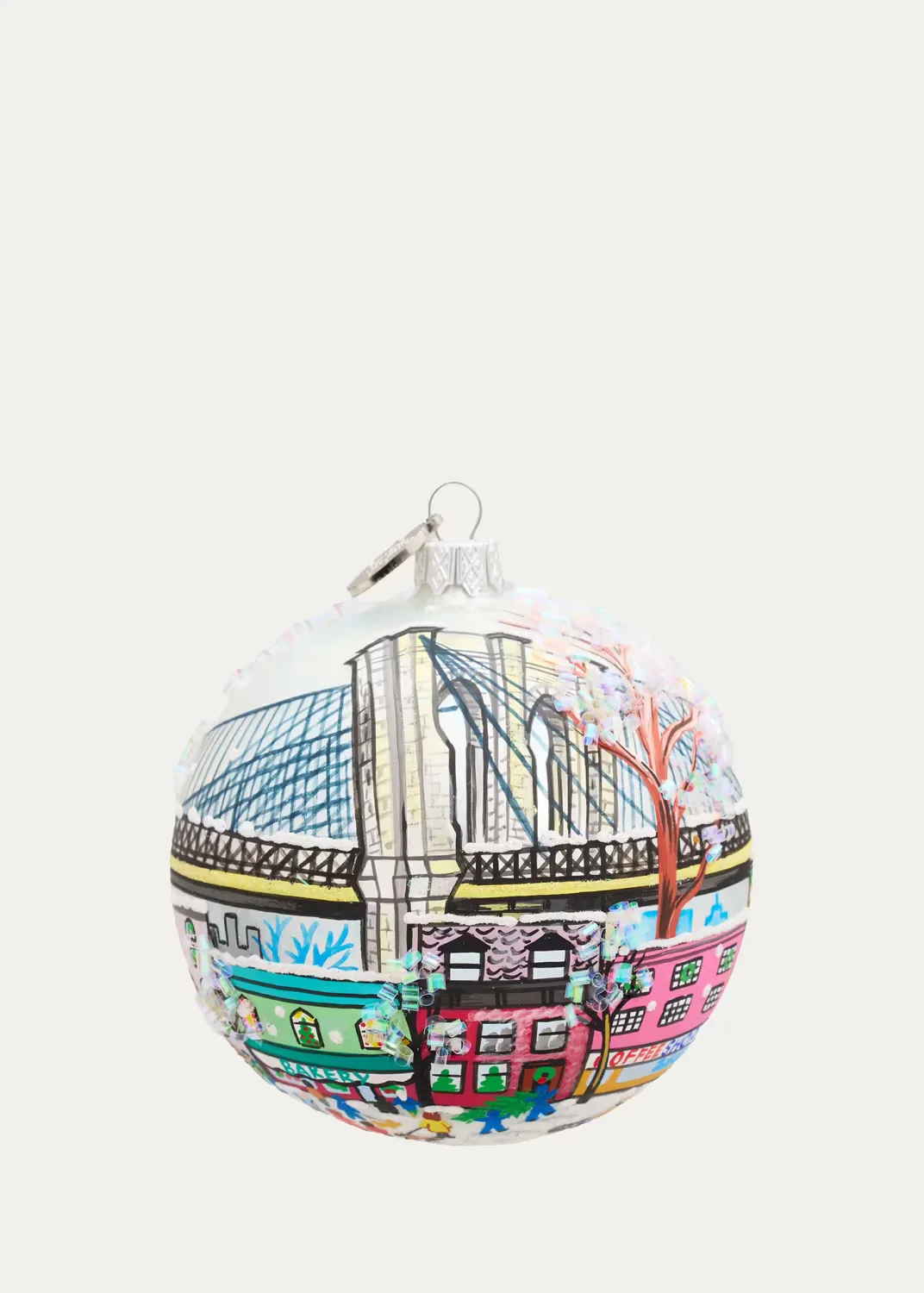 Brooklyn Bridge Snowfall Christmas Ornament by Michael Storrings