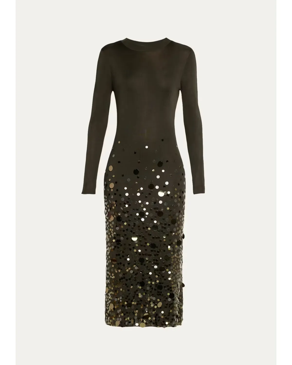 Embellished Knit Long-Sleeve Midi Dress by Carolina Herrera