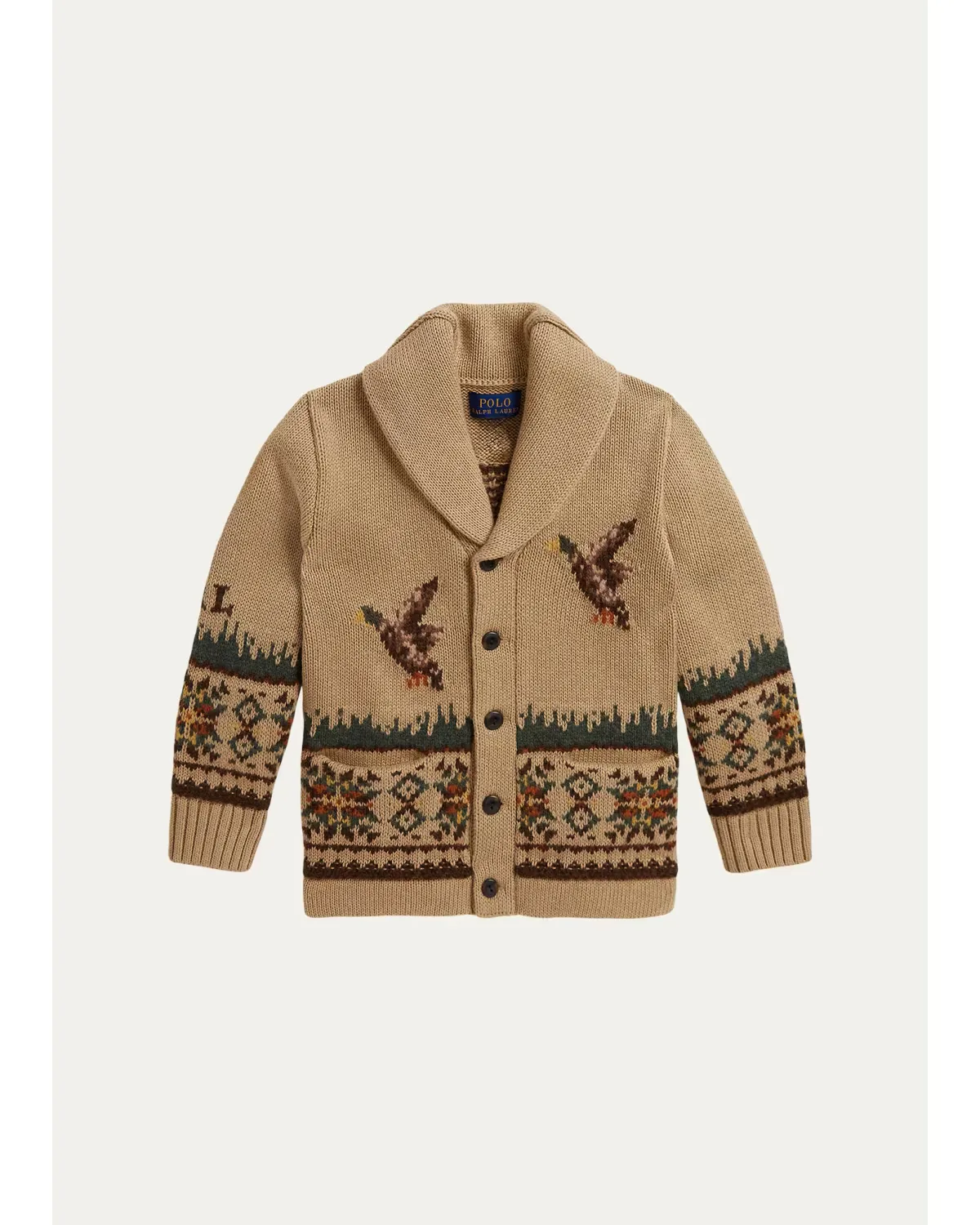 Embroidered Cotton-Wool Shawl Cardigan by Ralph Lauren
