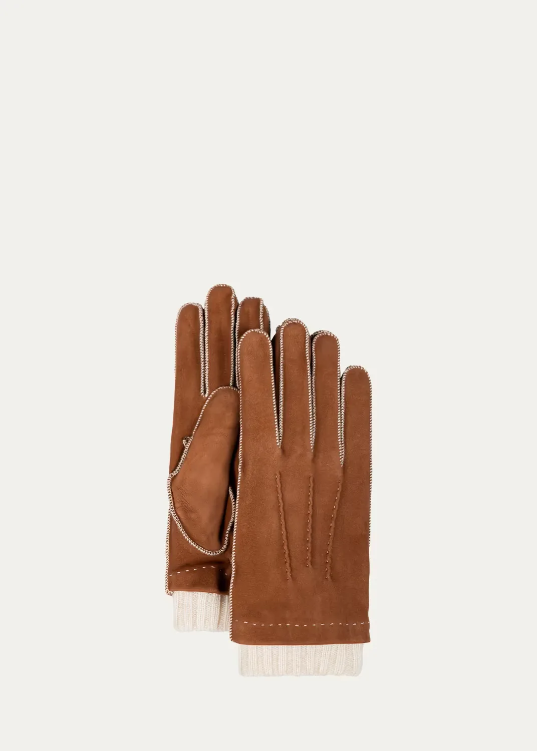 Nabuk Stitch Leather & Cashmere Gloves by Bergdorf Goodman
