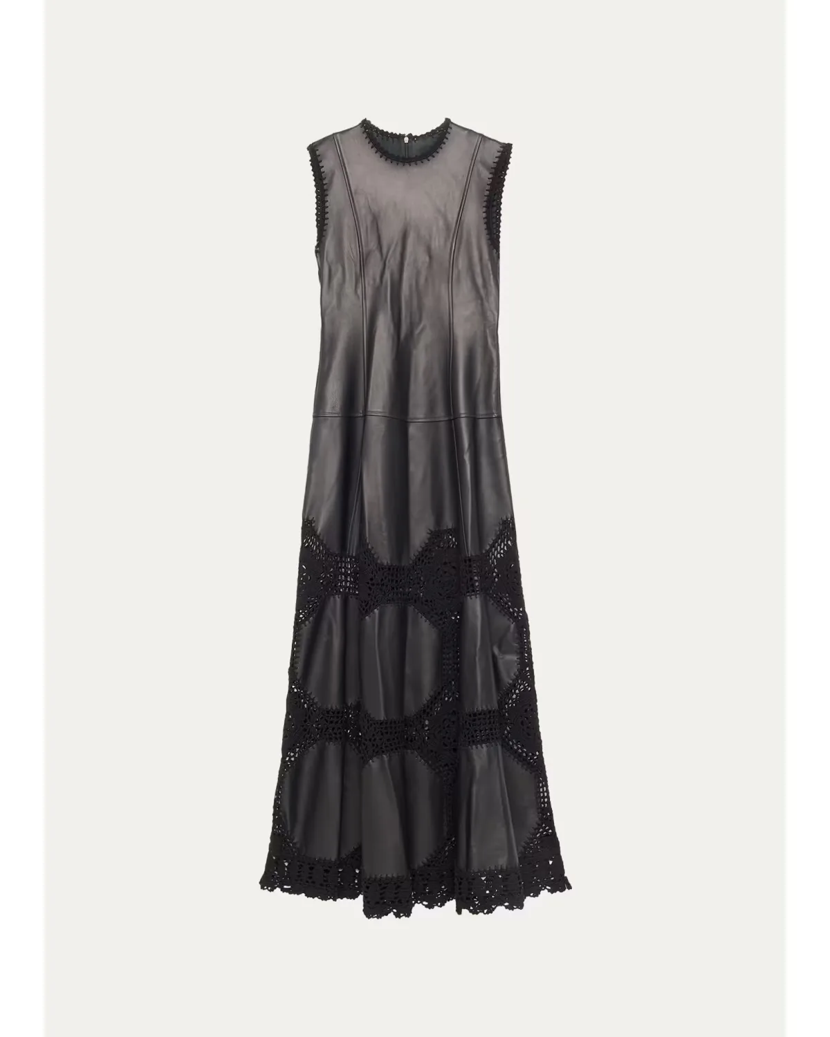 Ilana Sleeveless Crochet Knit & Leather Midi Dress by Ulla Johnson
