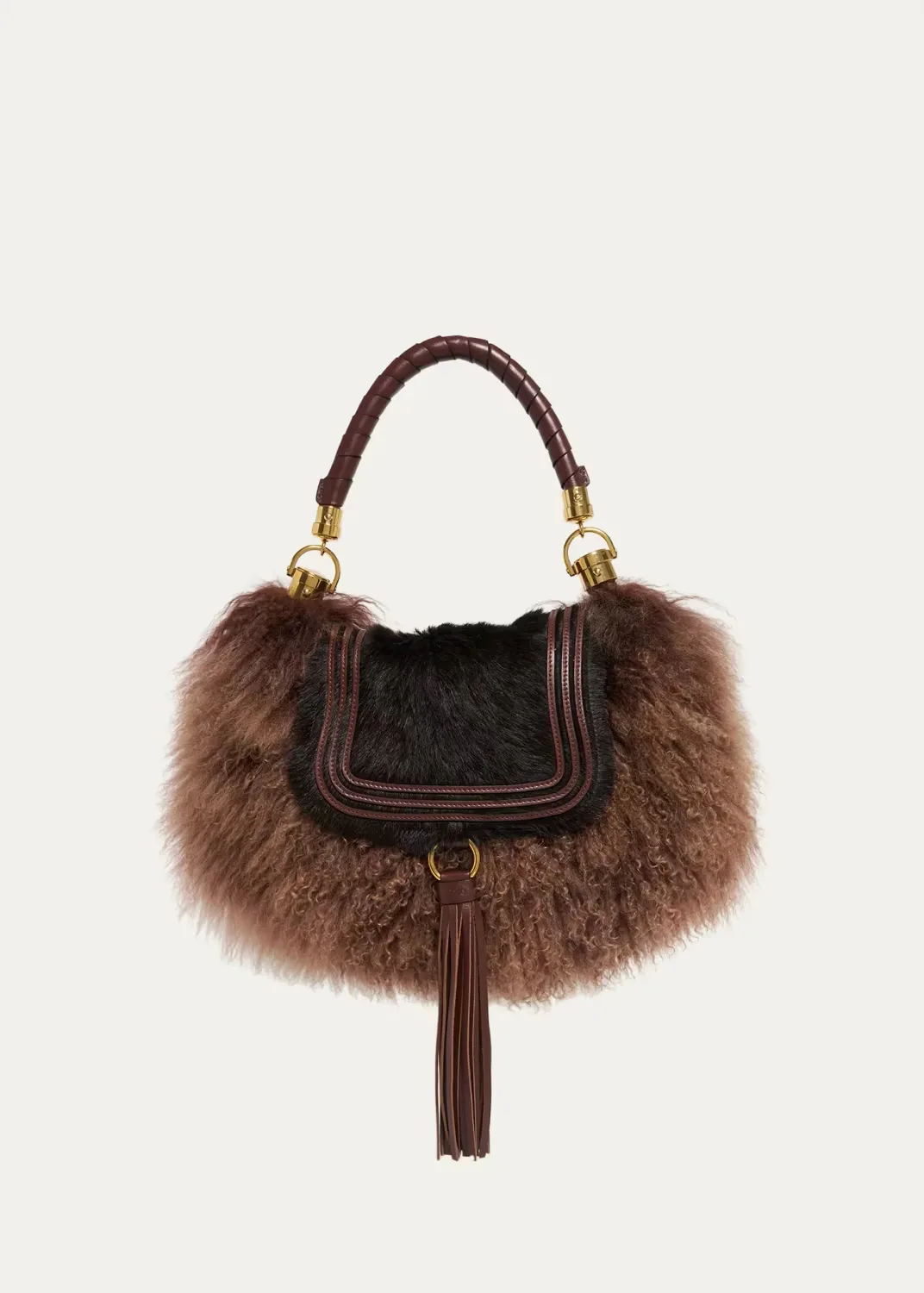 Marcie Foulard Shearling & Calf Hair Hobo Bag by Chloé