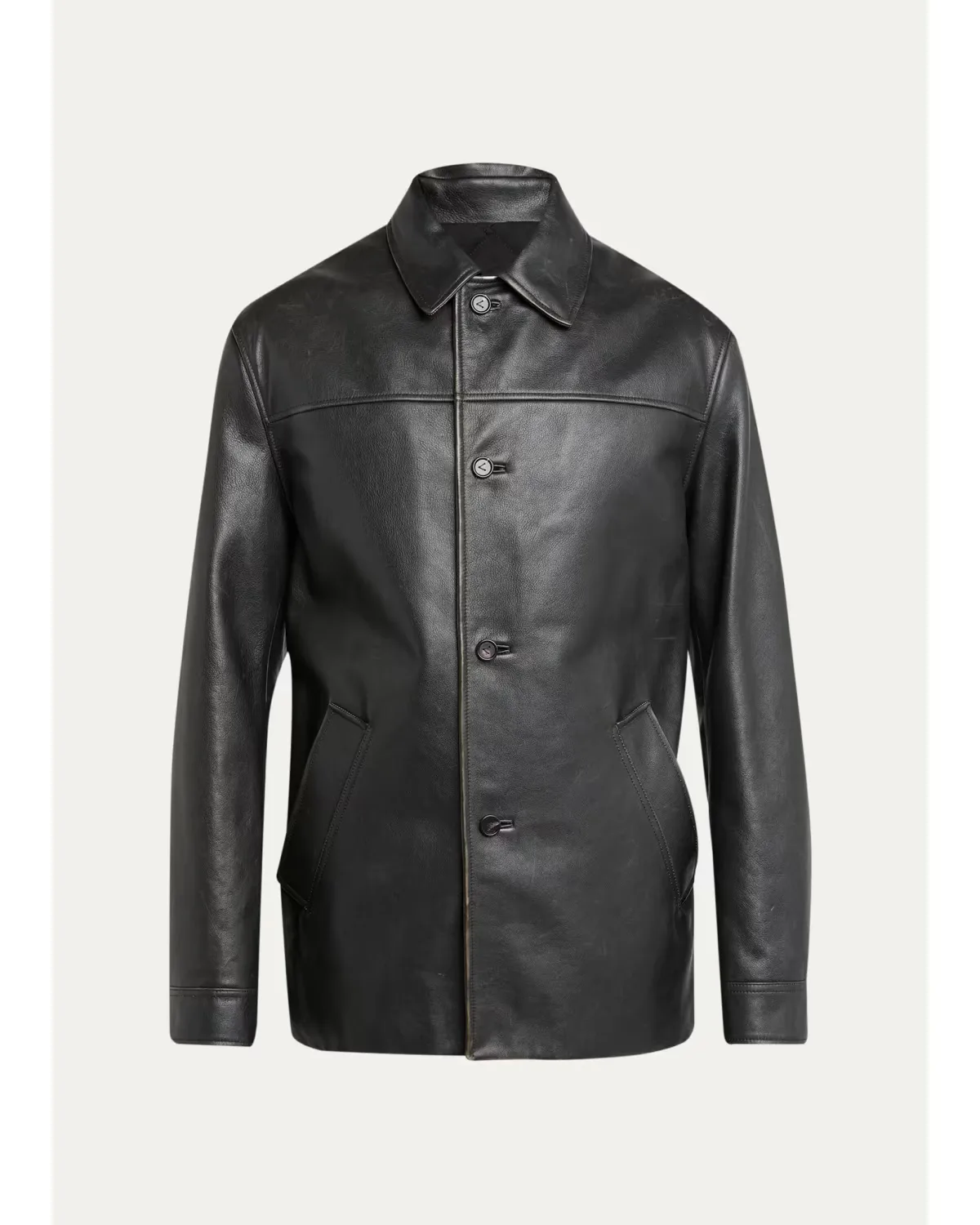 Vintage Taurus Leather Coat by Bottega Veneta