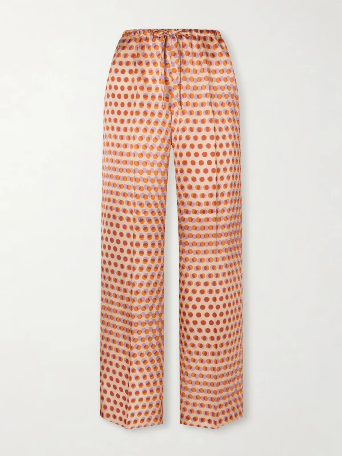 - Printed Silk-satin Wide-leg Pants -