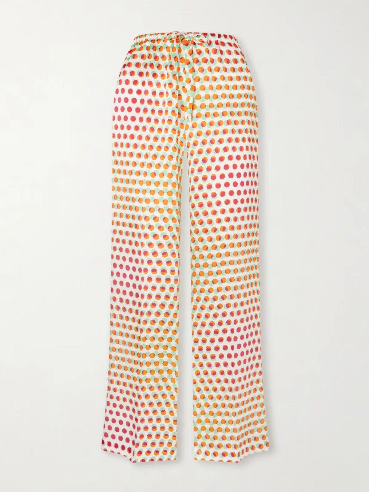 - Printed Silk-satin Wide-leg Pants -