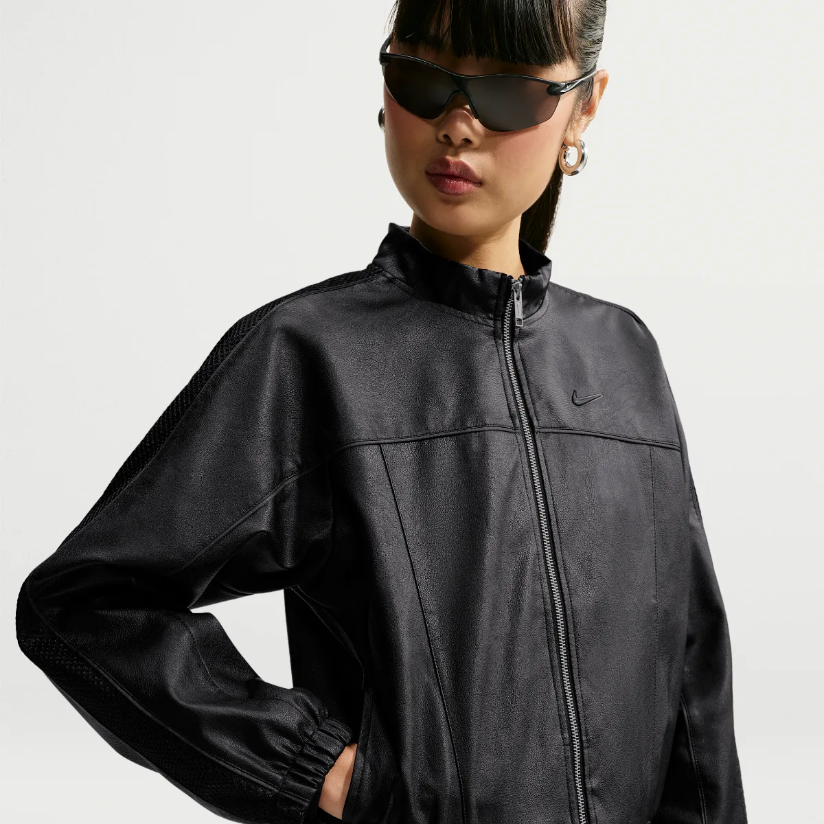 Nike Sportswear Faux-Leather Track Jacket by Nike