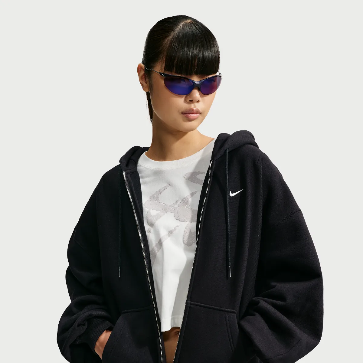 Nike Studio Fleece Heavyweight Oversized Pleated Full-Zip Hoodie by Nike