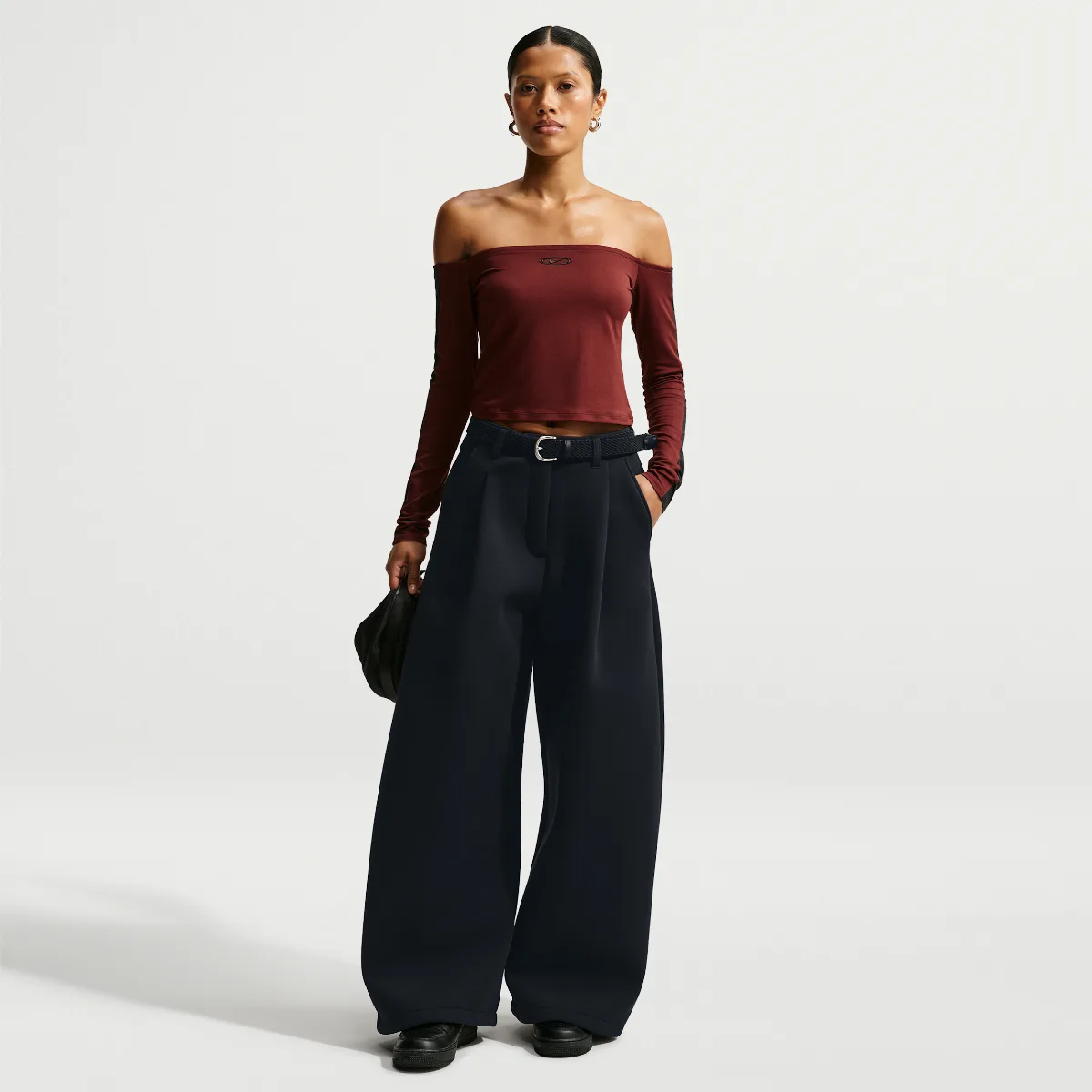 Nike Article Fleece Oversized Mid-Rise Wide-Leg Pants by Nike