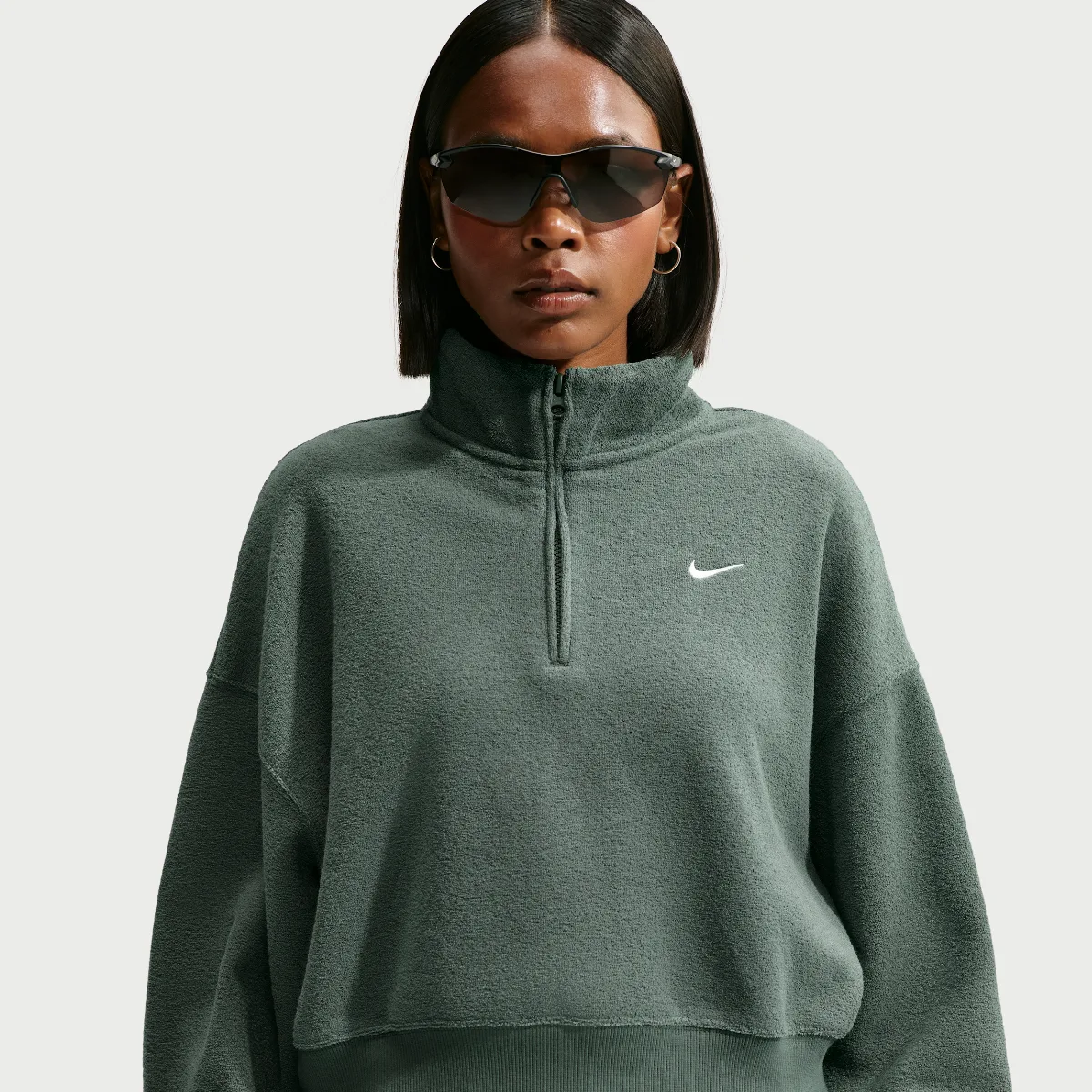 Studio Fleece Plush Oversized 1/4-Zip Cropped Top by Nike
