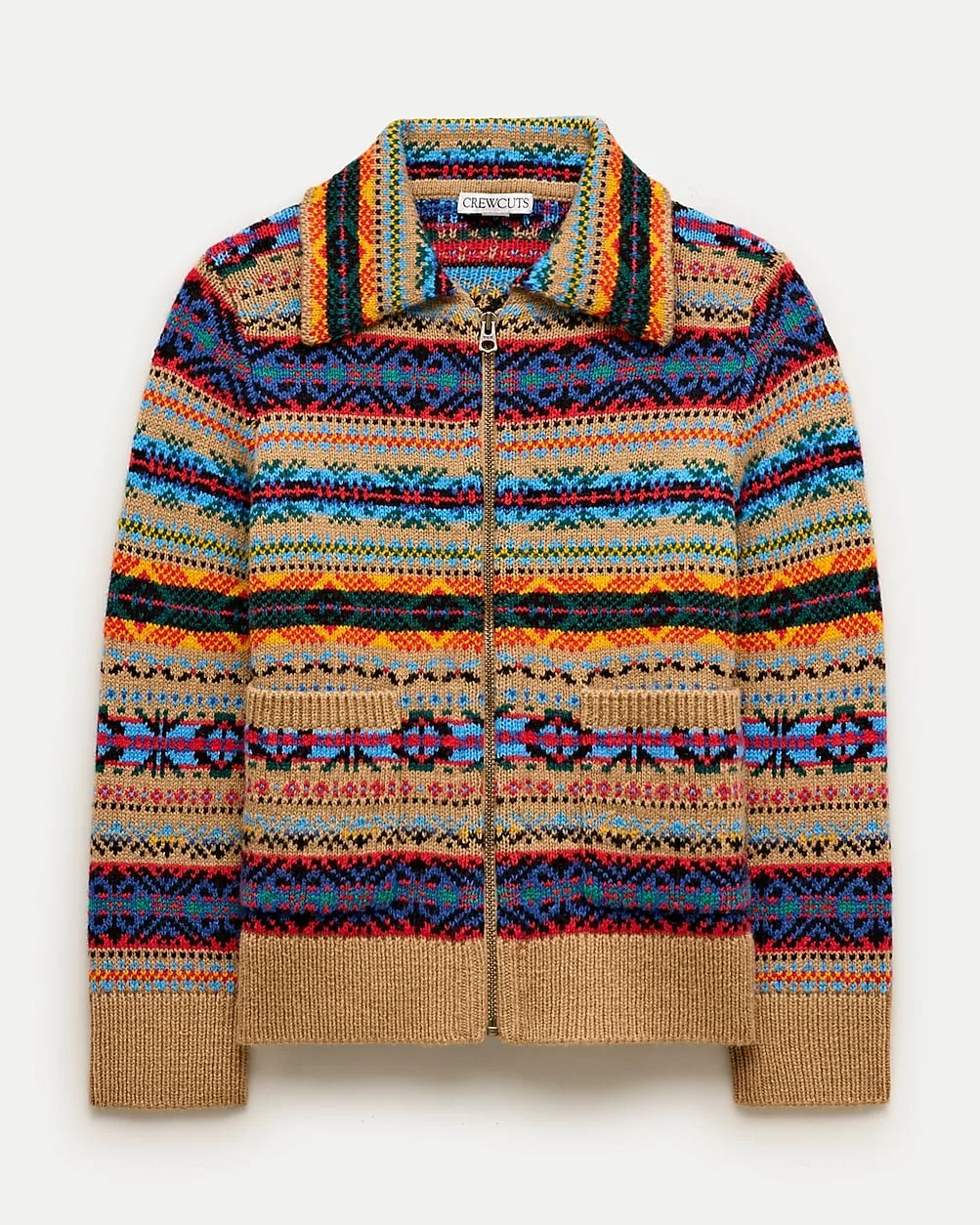 Fair Isle Zip-Up Sweater in Wool Blend by J.Crew