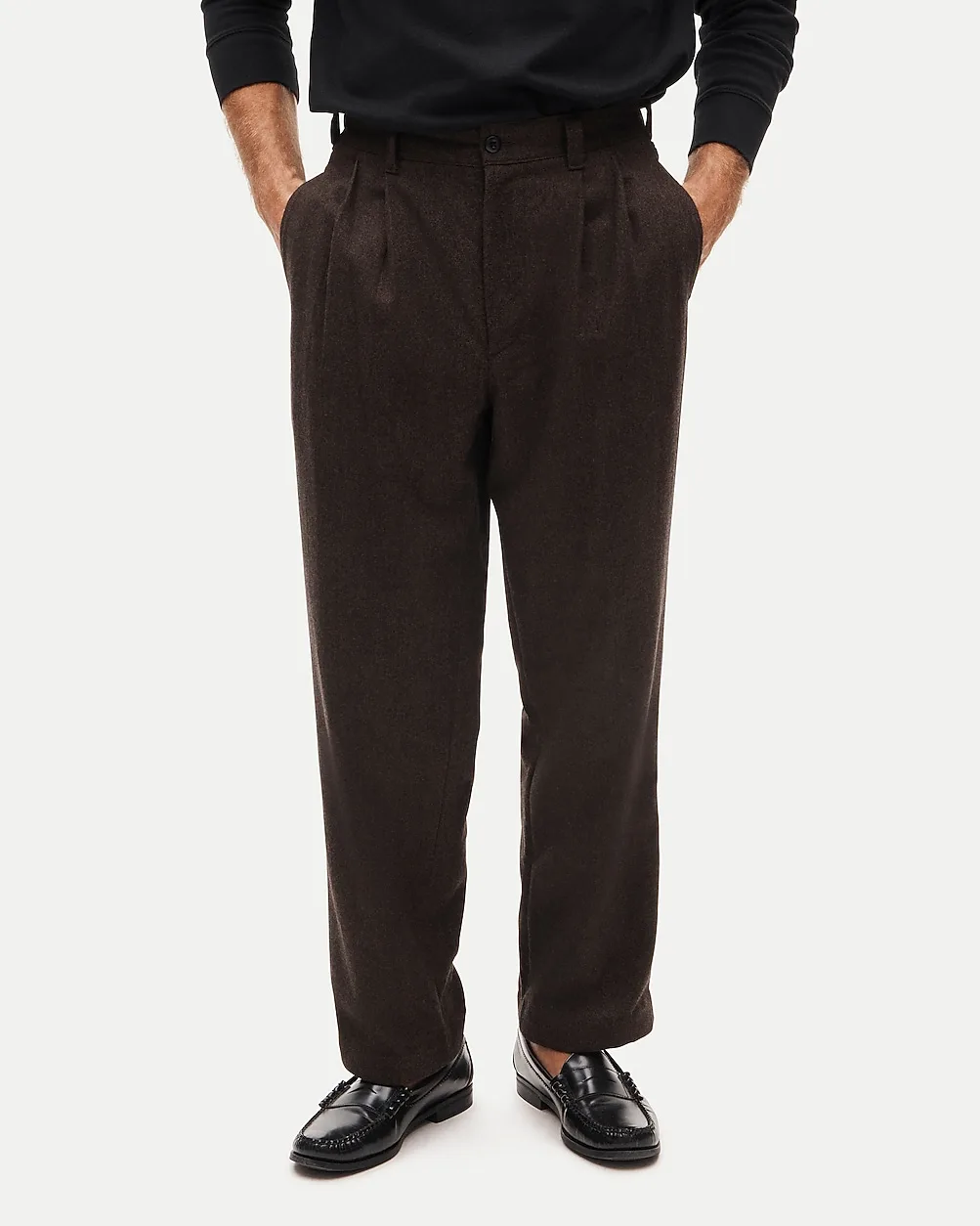 Relaxed-Fit Double-Pleated Trouser in Wool Blend by J.Crew