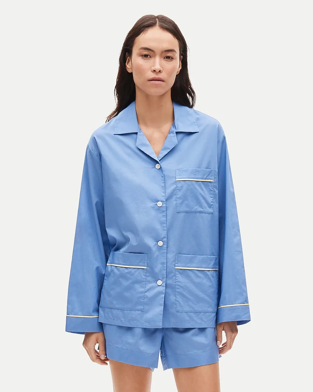 Long-Sleeve Pajama Short Set in Cotton Poplin by J.Crew