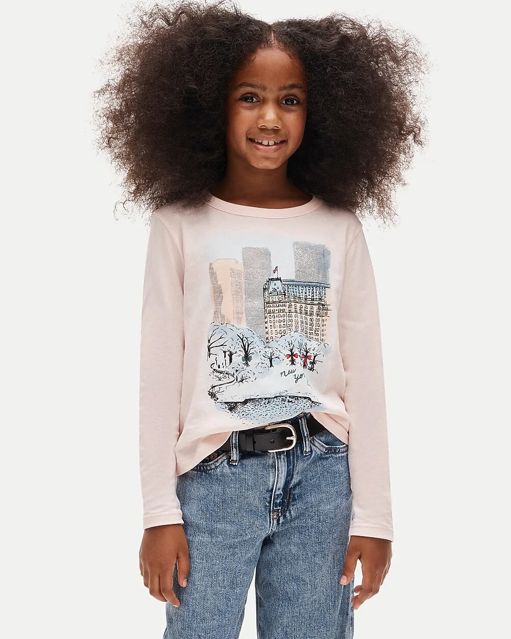 Long-Sleeve Central Park Graphic T-Shirt with Glitter by J.Crew