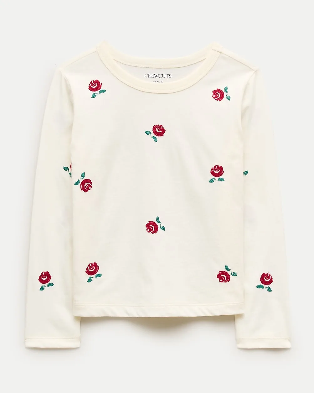 Long-Sleeve Embroidered Rosette T-Shirt by J.Crew