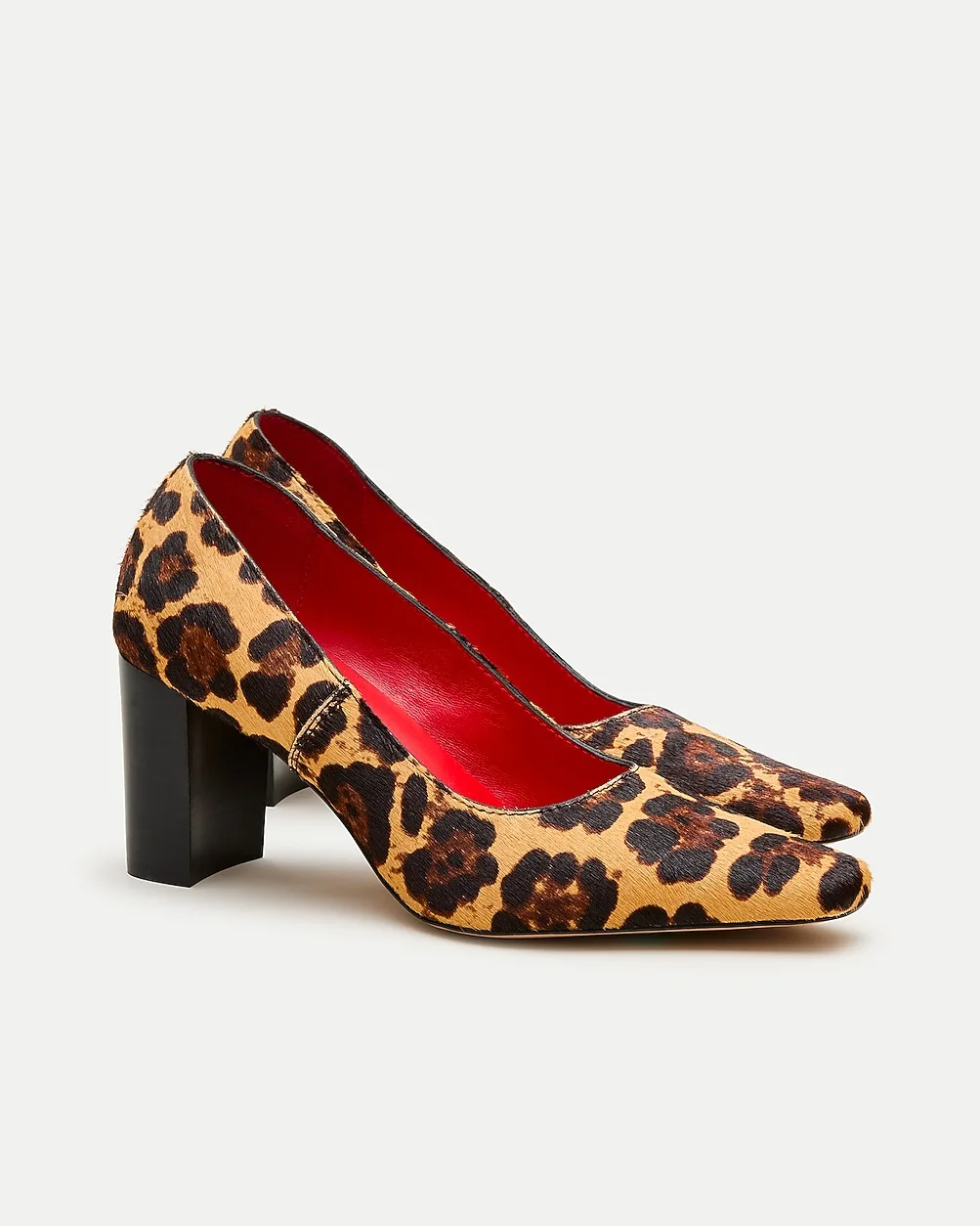 Block Heel Pumps in Leopard-Print Calf Hair by J.Crew