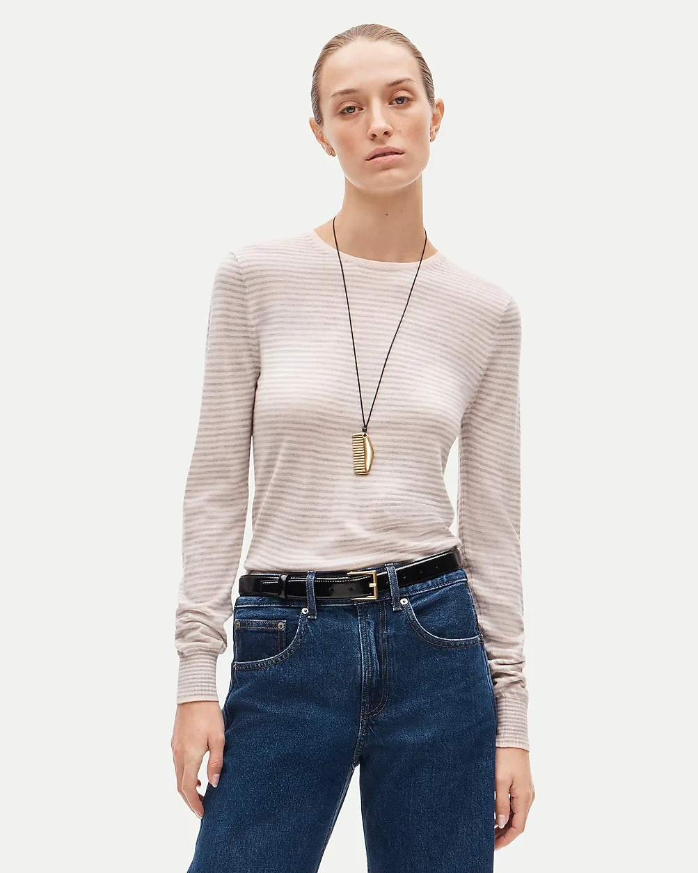 Clair Crewneck Sweater in Striped Merino Wool
