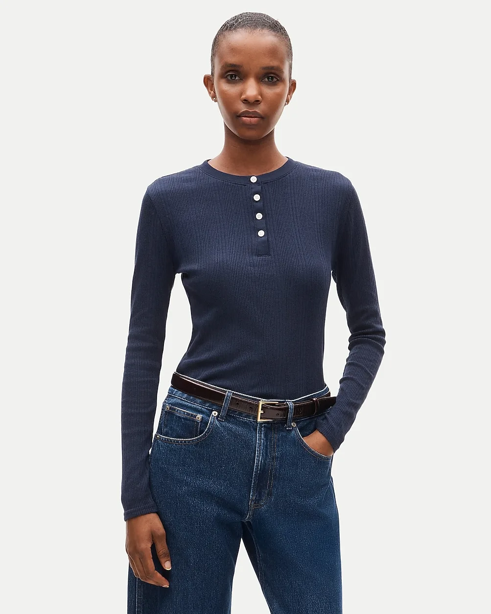 Pointelle Long-Sleeve Henley by J.Crew