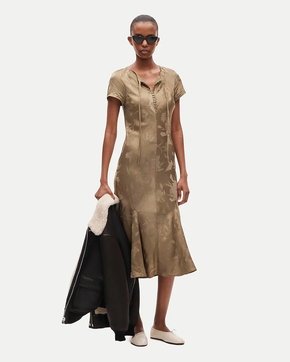 Natasha Slip Dress in Floral-Jacquard Viscose by J.Crew