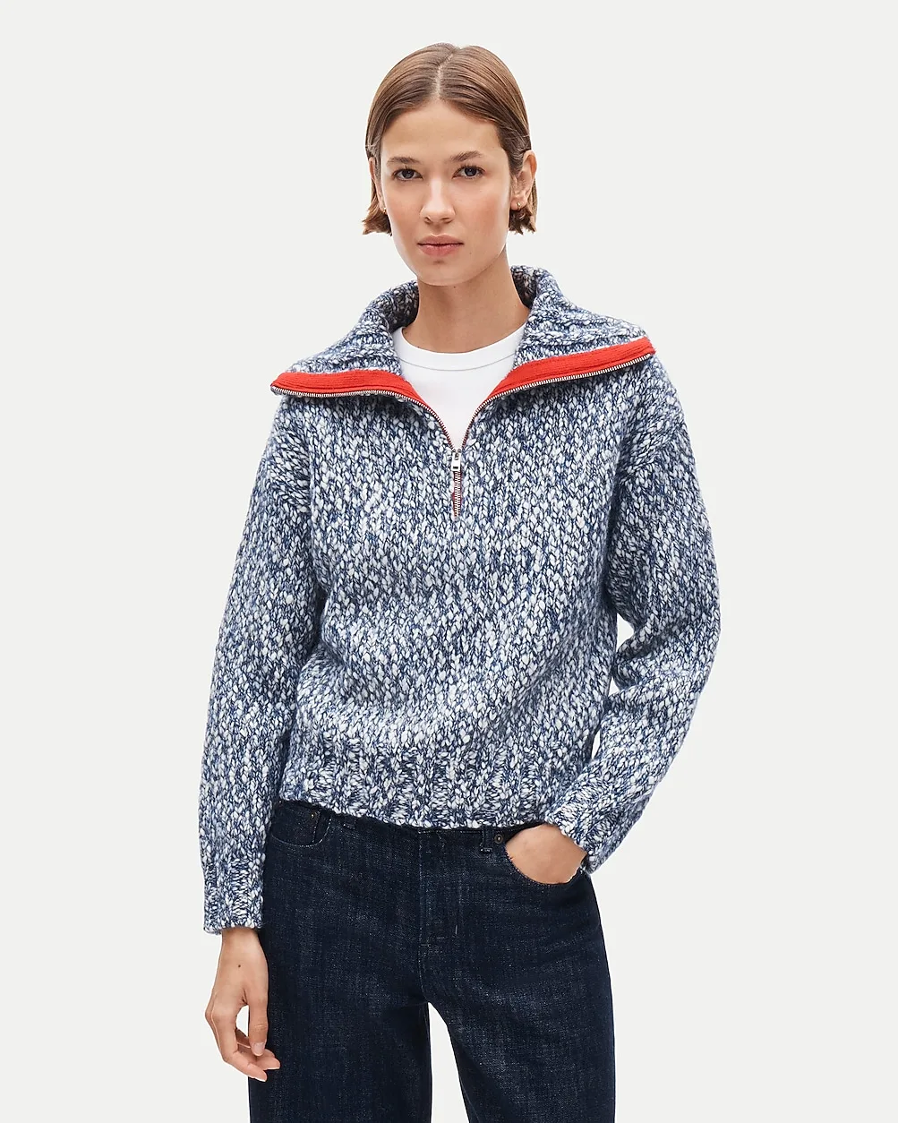 Quarter-Zip Sweater in Italian Wool Blend by J.Crew