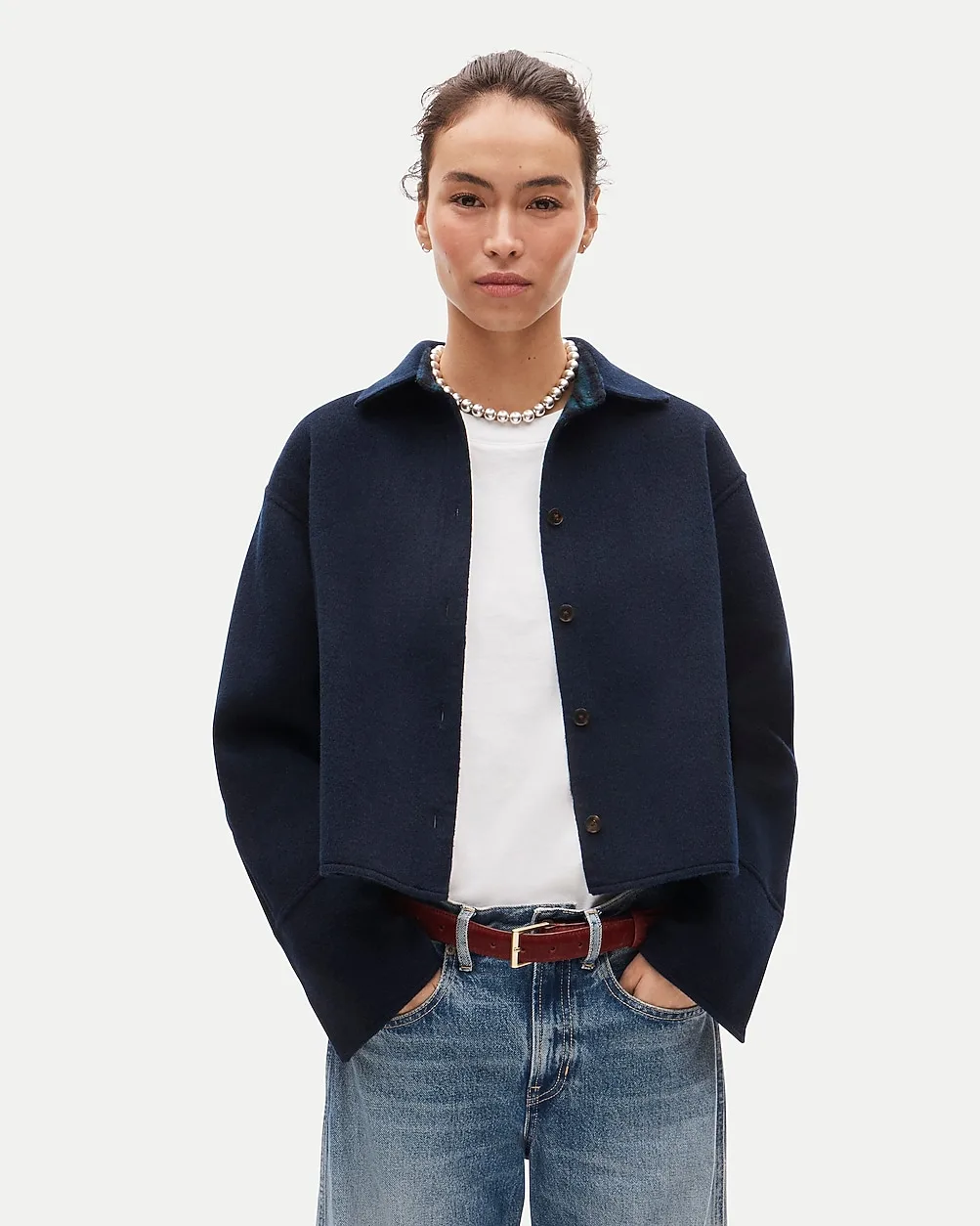 Esme Cropped Button-Up Shirt-Jacket in Double-Faced Wool by J.Crew