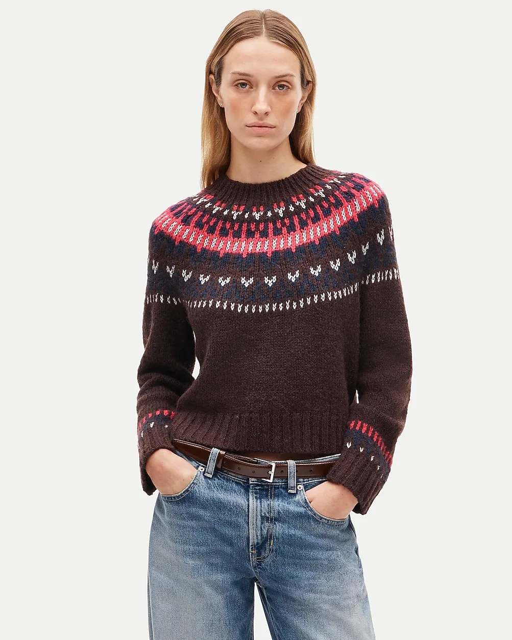 Fair Isle Mockneck Sweater in Alpaca Blend by J.Crew